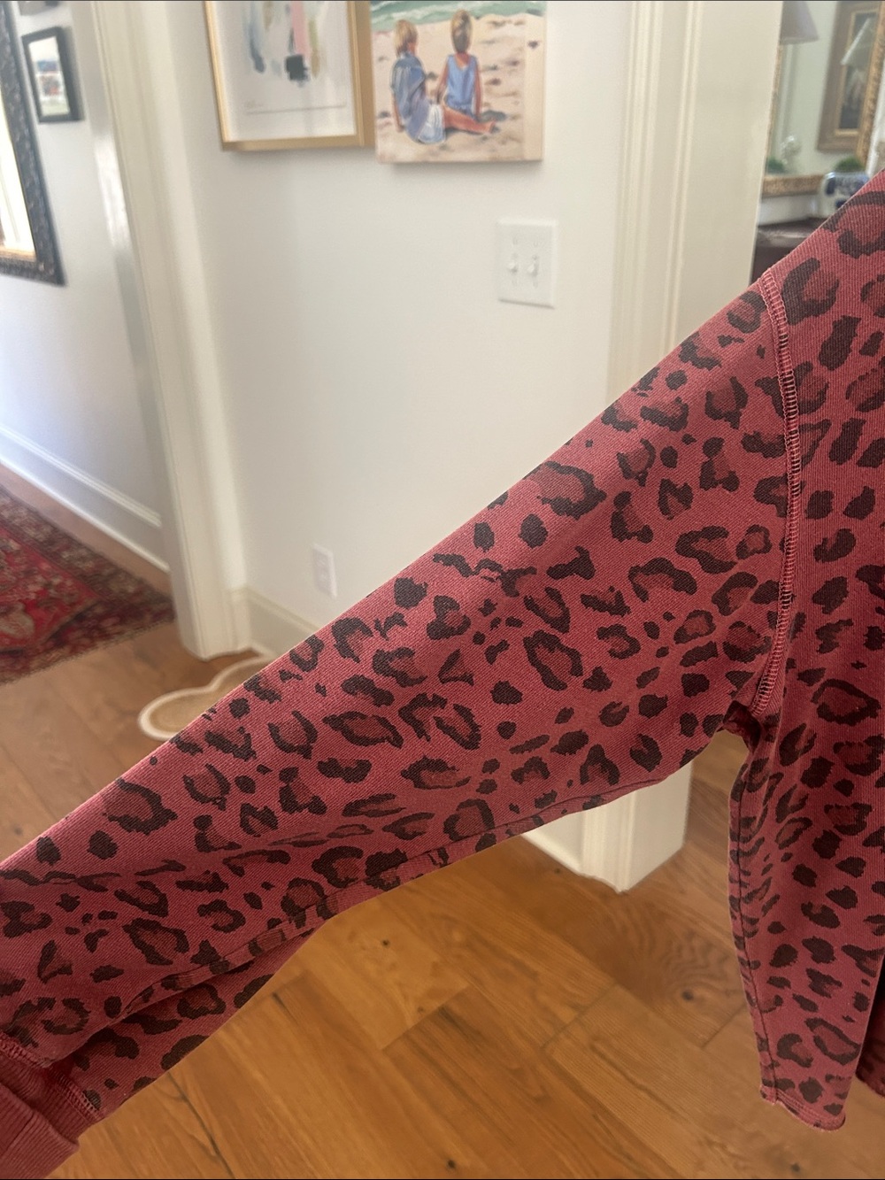 SUNDRY Women's Rust Leopard Print Crewneck Sweater - Picture 3 of 6